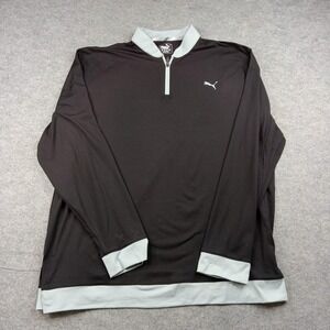 Puma Golf Pullover Mens 2XL Black 1/4 Zip Long Sleeve Stretch Athletic Golf Top